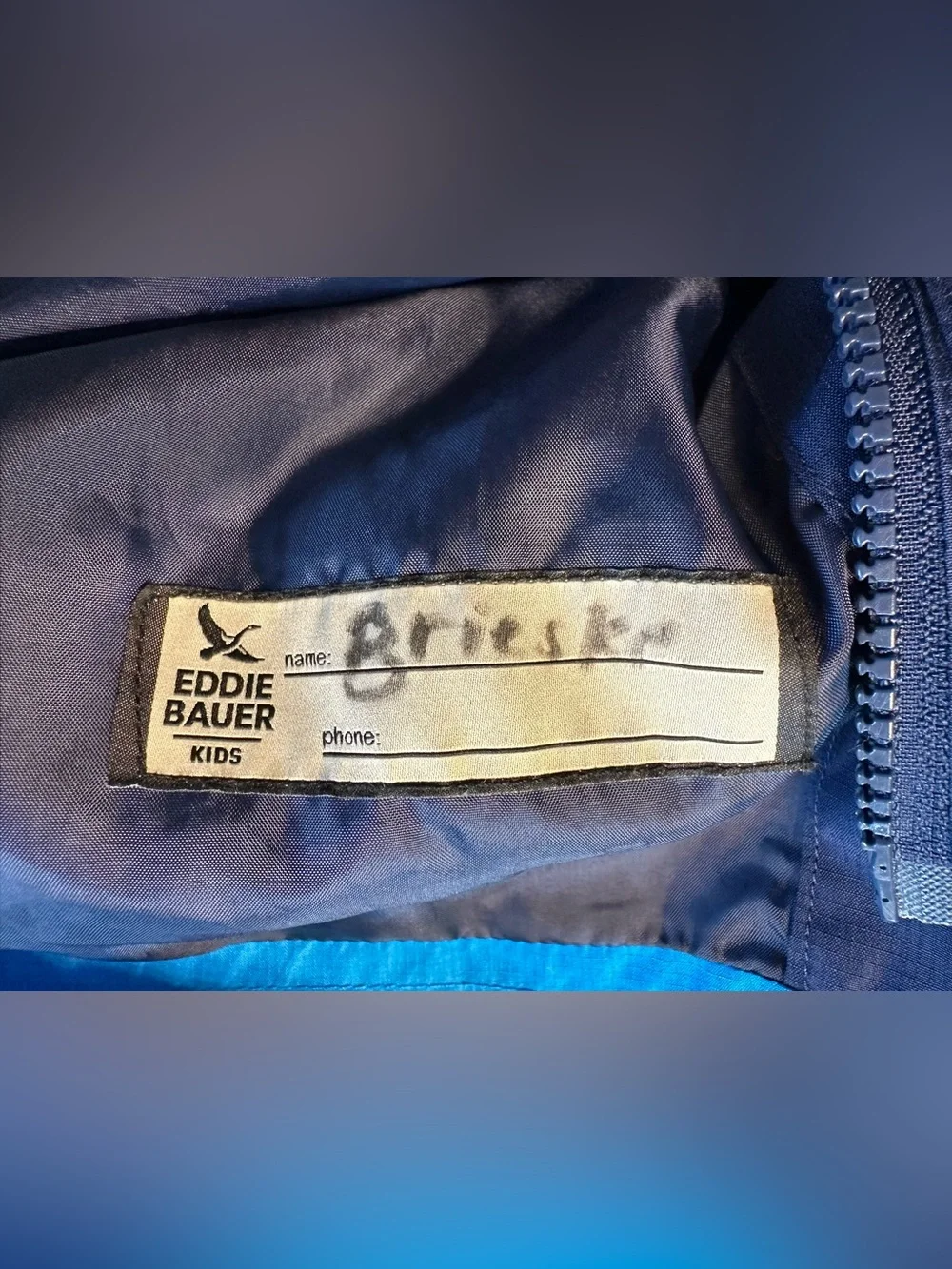 Eddie Bauer Kids Blue Rain Coat Wind Breaker Jacket Size Large L (14/16)